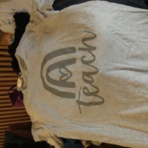 "Teach" rainbow teacher tee